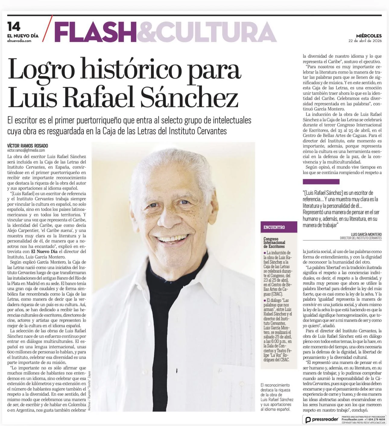 Luis Rafael Sánchez nota de ENDI.com